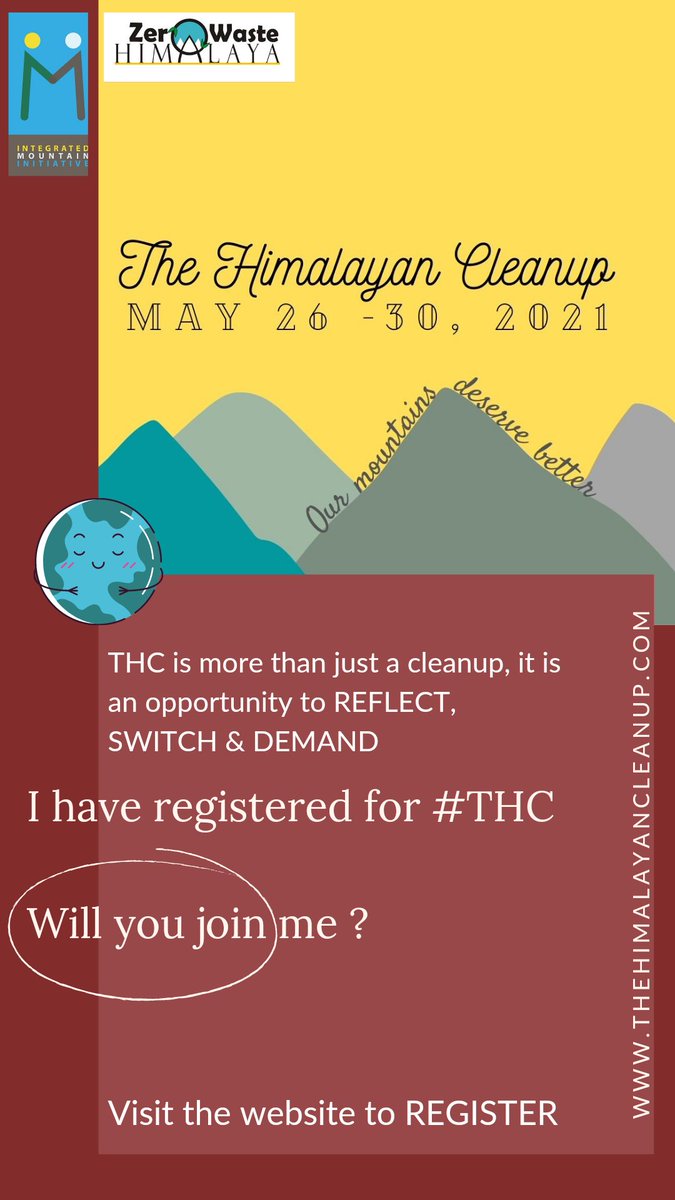 PradhanYuraj's tweet image. We are ready for THC 2021, are you ?

Register Yourself
thehimalayancleanup.com
Note: This year following the Covid Protocols we are going to do this Cleanup individually in our own home.

#zerowastehimalaya 
#thehimalayancleanup
#breakfreefromplastic