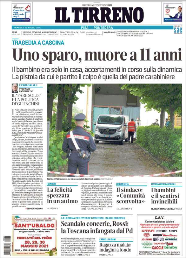 #Buongiorno con la #primapagina de <a href="/iltirreno/">Il Tirreno</a>. Oggi con due prime pagine, quella dell'edizione di Piombino-Elba e quella dell'edizione di Pisa-Pontedera. <a href="/IlTirrenoPisa/">IlTirrenoPisa</a> <a href="/TirrenoPiombino/">Il Tirreno Piombino</a> <a href="/IlTirrenoElba/">Il Tirreno Elba</a> <a href="/cristianomeoni/">cristiano meoni</a>