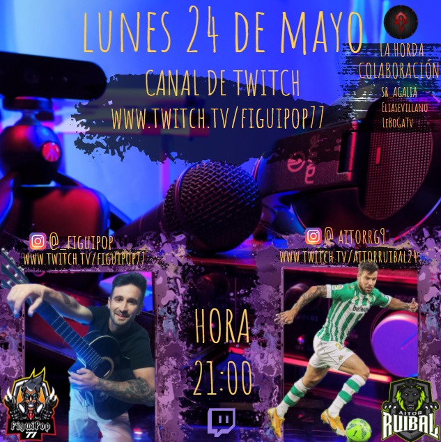 Mañana lunes 24 de mayo a las 21:00h (hora peninsular) tendremos con nosotros a AITOR RUIBAL jugador del Real Betis Balompié! Que nos explicará su recorrido futbolístico hasta día hoy y muchas cosas mas! Os esperamos pixorras!!♥️ @aRuibal9