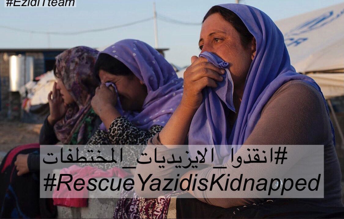 The #Yazidi community are running a campaign to highlight the fact that 2700 women and children kidnapped by ISIS are still missing. If they were from Europe or the US there would have been no effort spared to find them. Please RT and help bring them home. #RescueYazidisKidnapped