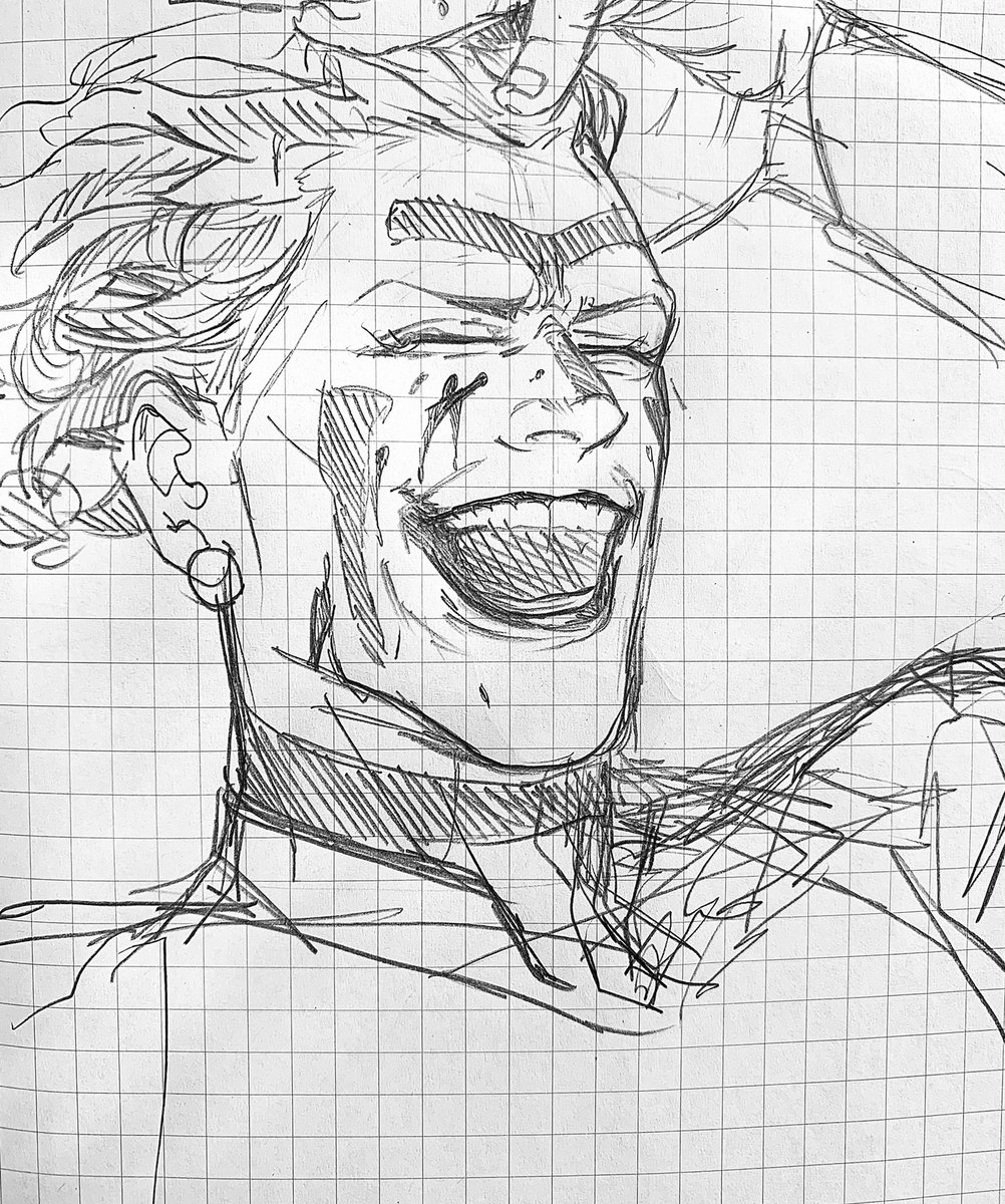 高笑いするチョコ先生の落書き。久しぶりに紙に落書きした 
