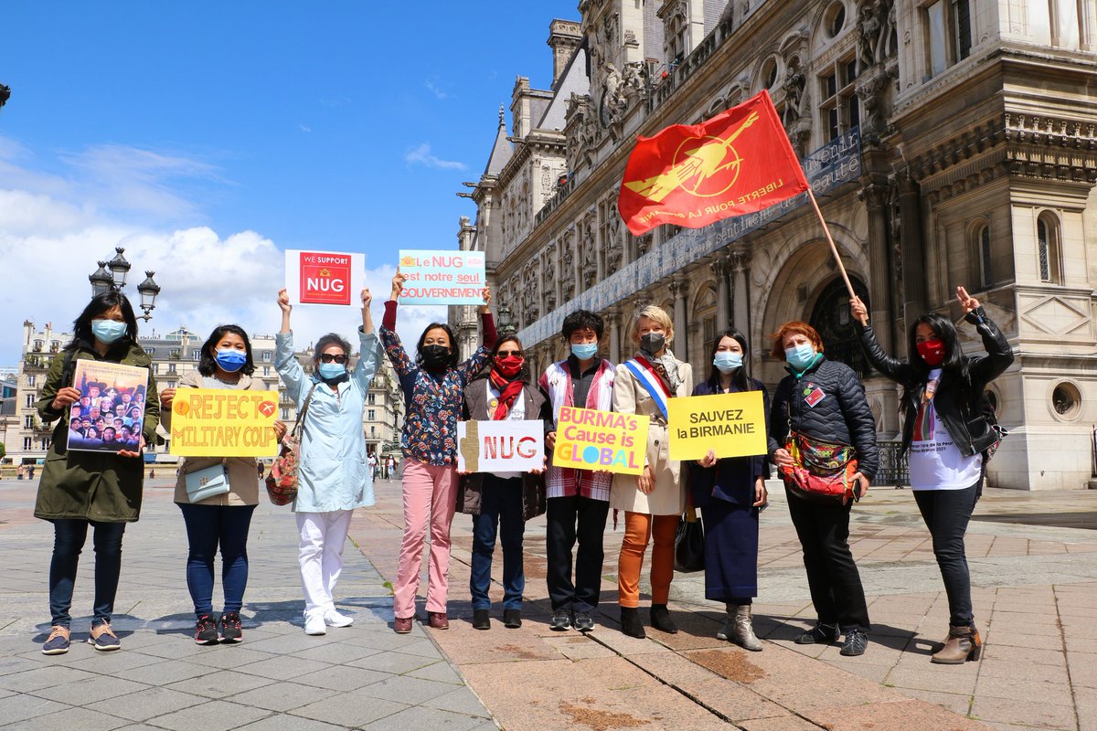 On May22 in Paris, France, Myanmar community in France <a href="/BirmaneLa/">La Communauté Birmane de France (CBF)</a>
, french MP <a href="/AGenetet/">Anne Genetet</a> and Burmese-Rohingya representatives protested against the MM junta, and showed support to the NUG. <a href="/aapp_burma/">AAPP (Burma)</a> <a href="/freya_cole/">Freya Cole</a>
<a href="/SAdamsR2P/">Simon Adams</a> <a href="/Sebastien_Nadot/">NADOT</a>
#WhatsHappeningInMyanmar
#May23Coup