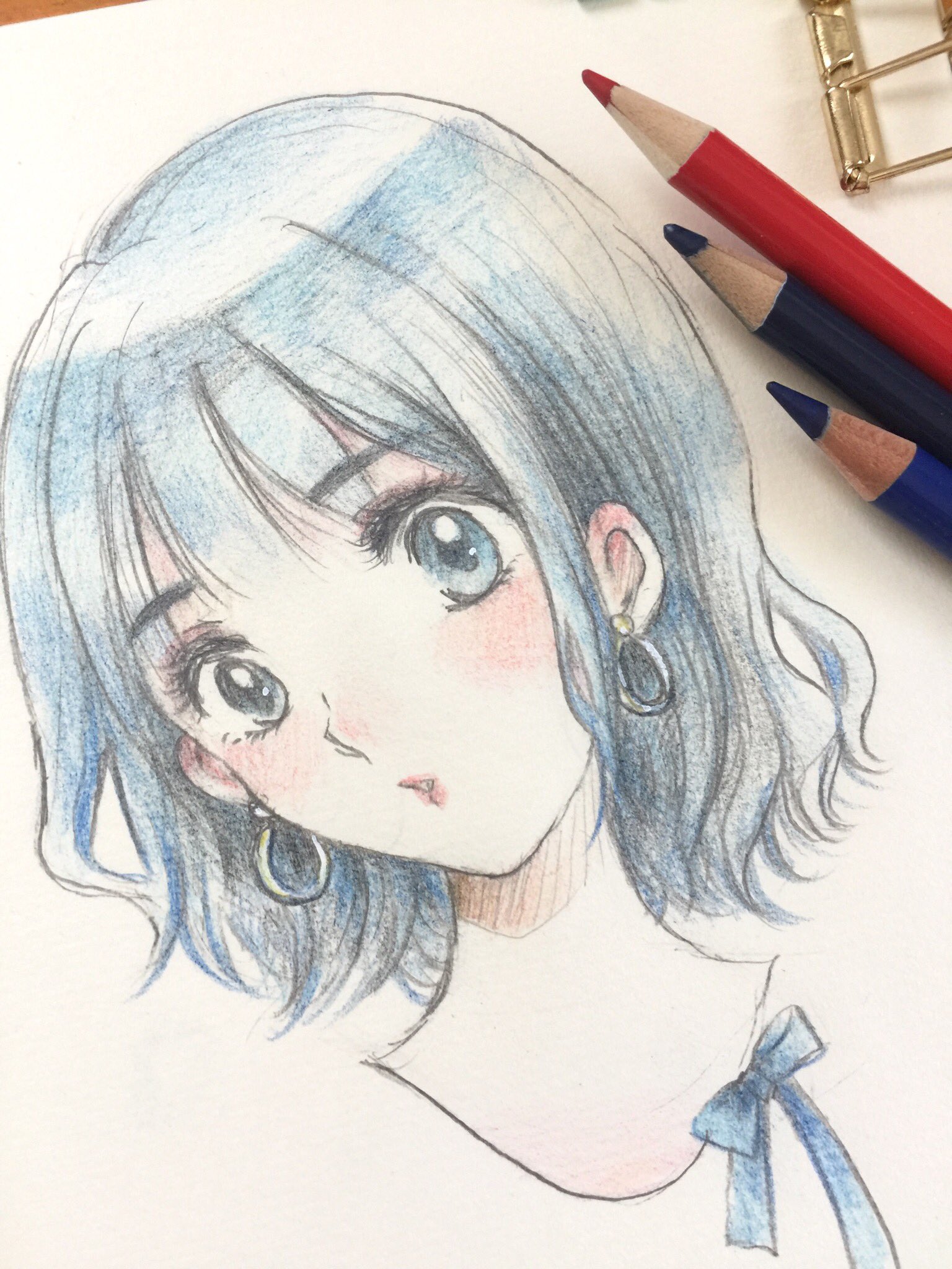 森ノ綾 もうすぐ夏がくる スケッチ 落書き 鉛筆 女の子イラスト 色鉛筆 夏 T Co Sbjbogftja Twitter