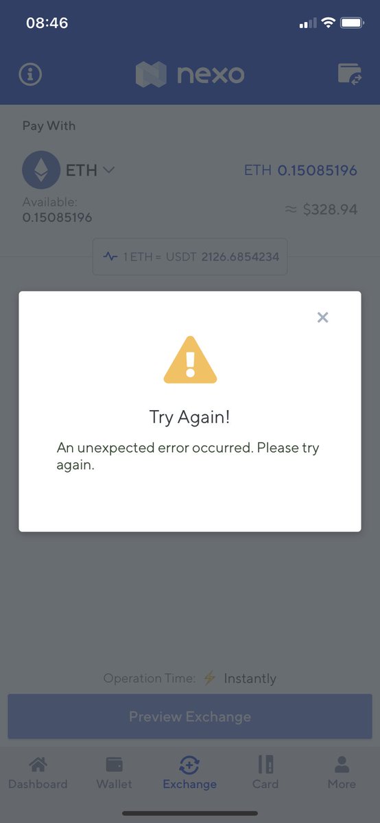 MikeH2508's tweet photo. @NexoFinance waiting weeks for an answer to my queries, still no answer and now this, again and again and again. Where do we send compensation claims to? https://t.co/1VBwWVUp3o