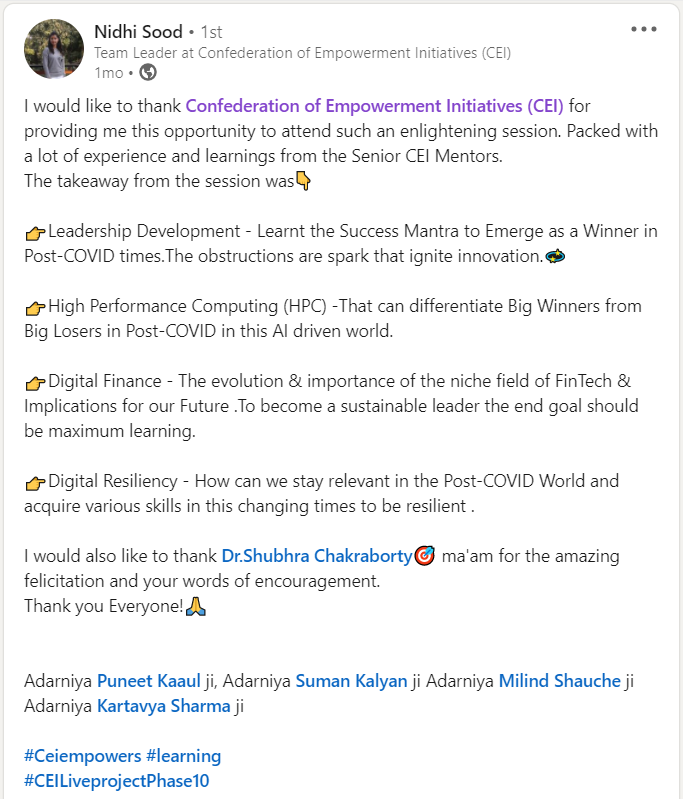 truptilahiri's tweet photo. Come Sunday and it is another day of some terrific learning sessions in the #CEISundayMasterclass. 

Today we are joined by corporate leaders from India, UK, USA and Canada addressing our CEI Live Project interns from 7.30 - 9.30 pm IST. 

#sundayvibes #CEILiveProjectPhase11 https://t.co/EKAdhwVuid