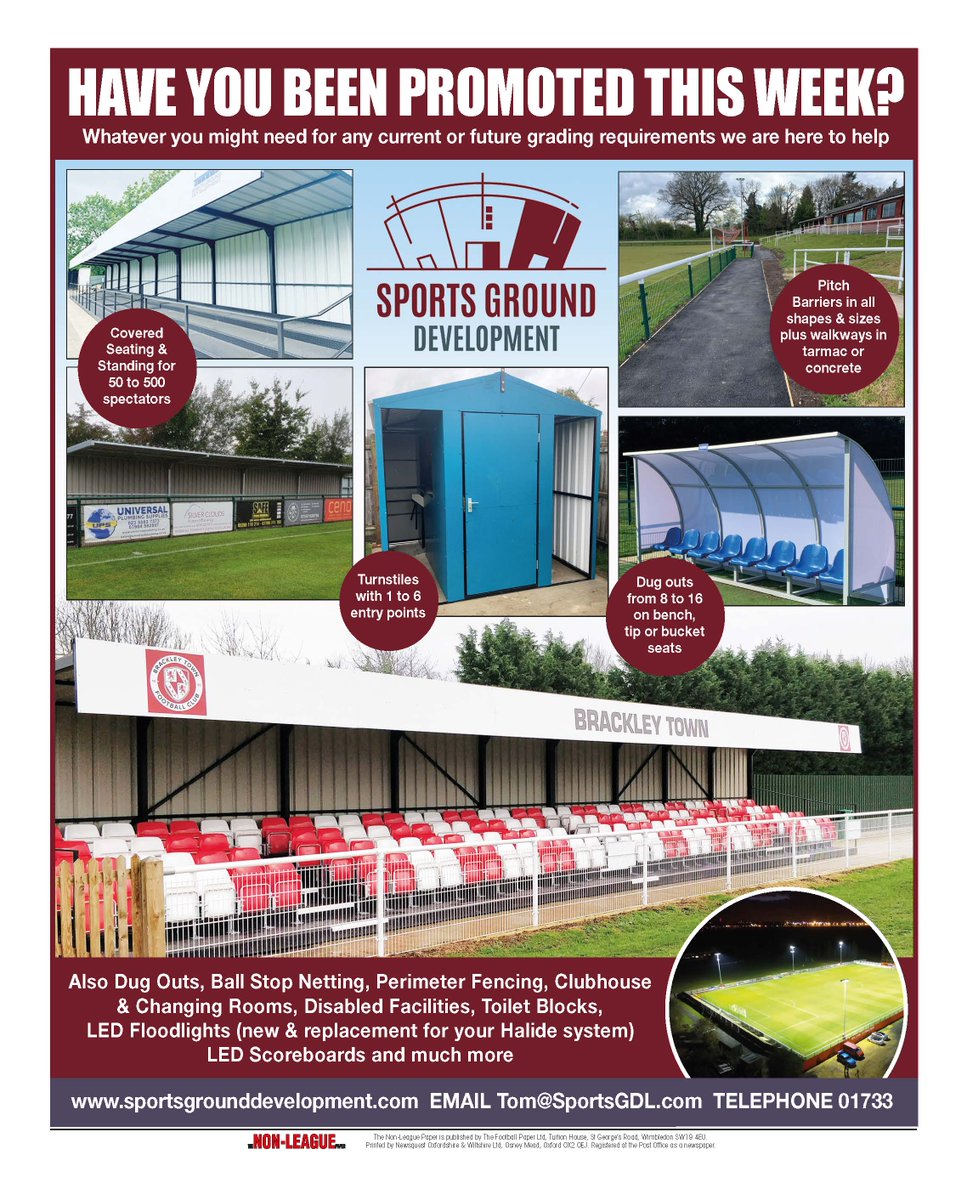 From the back page of <a href="/NonLeaguePaper/">The Non-League Paper</a> today. Calling out to any club that has just received a promotion - whatever you might need we are here to help