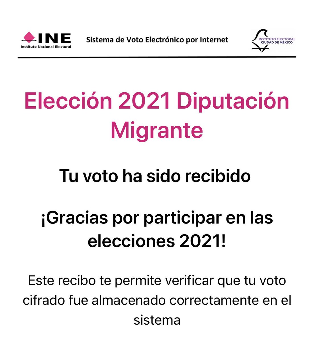 Ya voté y OBVIAMENTE NO fue por Morena ✊🏼

#VotoDesdeElExtranjero 
#Elección2021
#FueraAMLO 
#Elecciones2021 
#VotoChilango