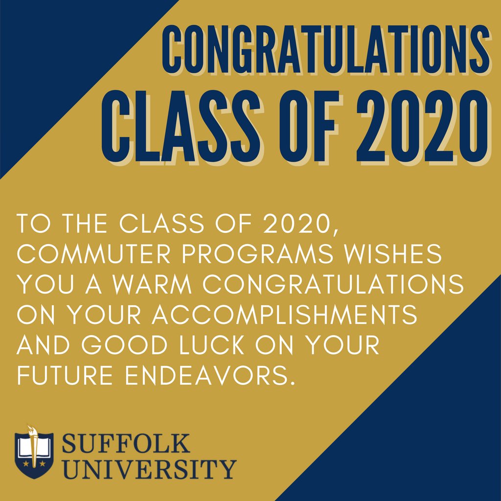 Congratulations Class of 2020! Commuter Programs wishes you a warm congratulations on your accomplishments, and good luck on your future endeavors. #suffolkucommute #suffolksli #suffolku #suffolkuniversity