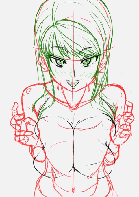 まだラフです。
おっぱいむぎゅっとして、メスアピールしてくるよそ様のオリジナルキャラ描きまーす。 