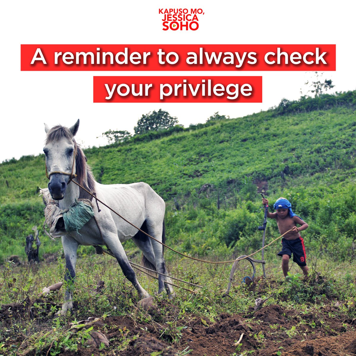KM_Jessica_Soho's tweet photo. Hindi lahat ng tao mayroon ng kung anong mayroon ka. #KMJS https://t.co/Flvdrxau4q