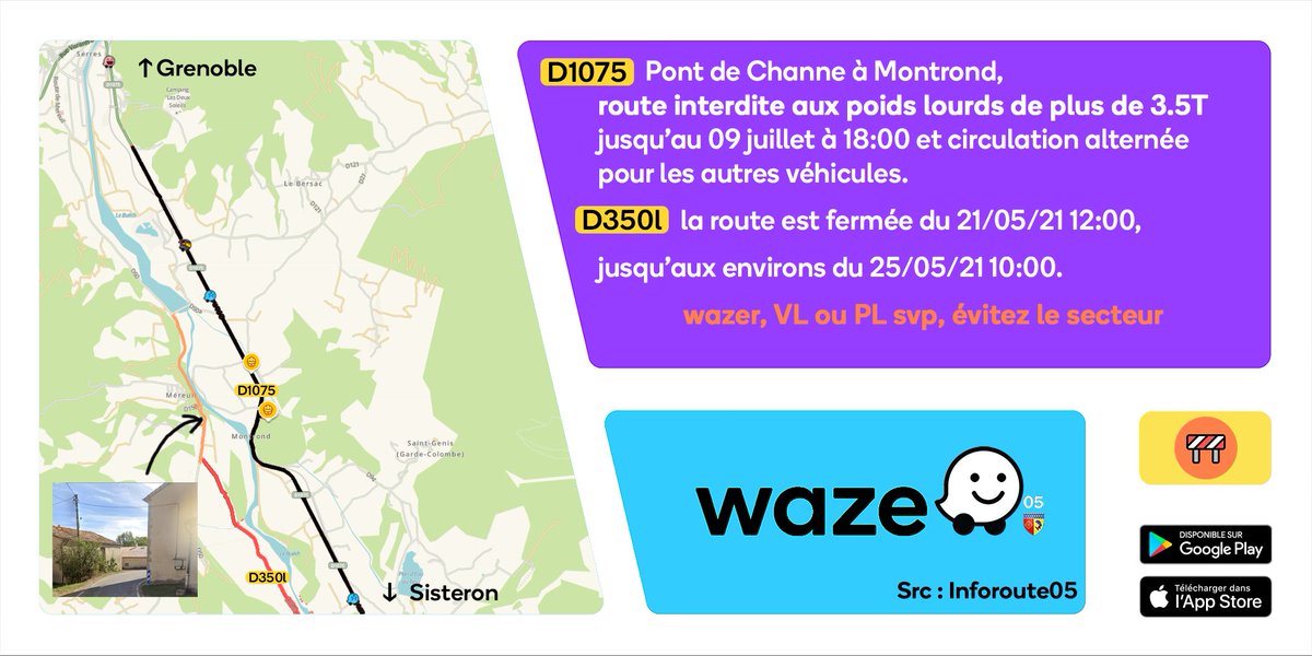 <a href="/WazeIsere/">Waze Isère</a> stp essaye de faire que tes wazers passent par Gap pour aller ou revenir de la côte jusqu'en juillet😬 <a href="/WazePACA/">Waze PACA</a> en copie pour transmettre