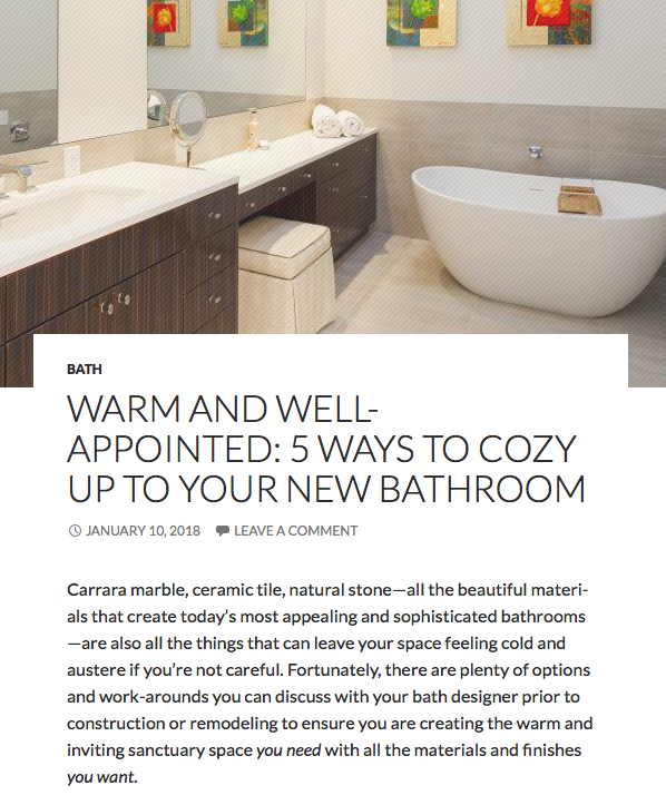 Looking to cozy up your bathroom? @314 Design Studio shares some tips on how to achieve a warm and inviting sanctuary space. Check it out! bit.ly/3sU9IGT #bathroomrenovation #bathroomrefresh #maryland #custombuilder #custombathroom #customkitchen