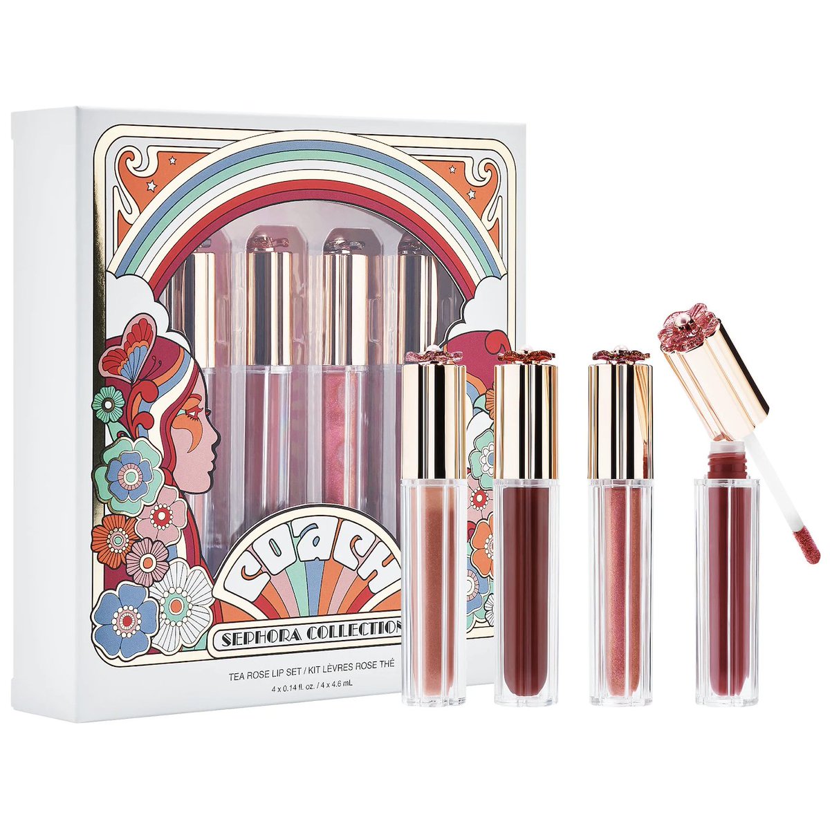 My next luxe beauty Twitter giveaway is this adorable Coach x Sephora Collection Tea Rose Lip Set featuring 4 high-shine lip gloss shades. To enter, follow <a href="/davelackie/">dave lackie</a> &amp; RT (ends 08/06) #win I love how the caps feature a rose motif.