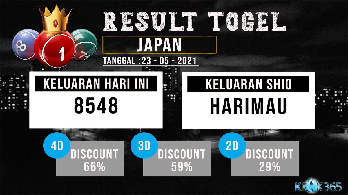 Klik365 On Twitter Result Japan 23 Mei 2021 Open 8548 Shio Harimau 4d Discount 66 3d Discount 59 2d Discount 29 Link Alternatif Beteuro365 Com For Mobile Mobile Beteuro365 Com Https T Co Vonazcw9pv