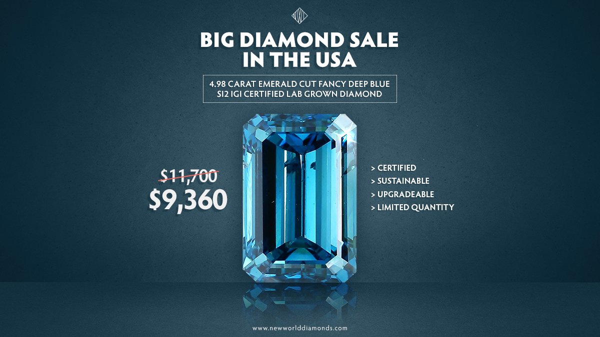 NewWorldDiamond's tweet photo. Click on https://t.co/oycGbrrtKP to get this extravagant lab grown diamond originally priced at $11700 and now discounted at $9360.
#newworlddiamonds #ethicalfashion #proudlygrown #labgrowndiamonds #sustainablediamonds #bluediamond #emerald #bigdiamonds #sale #usasale https://t.co/PfB5OwPKRE