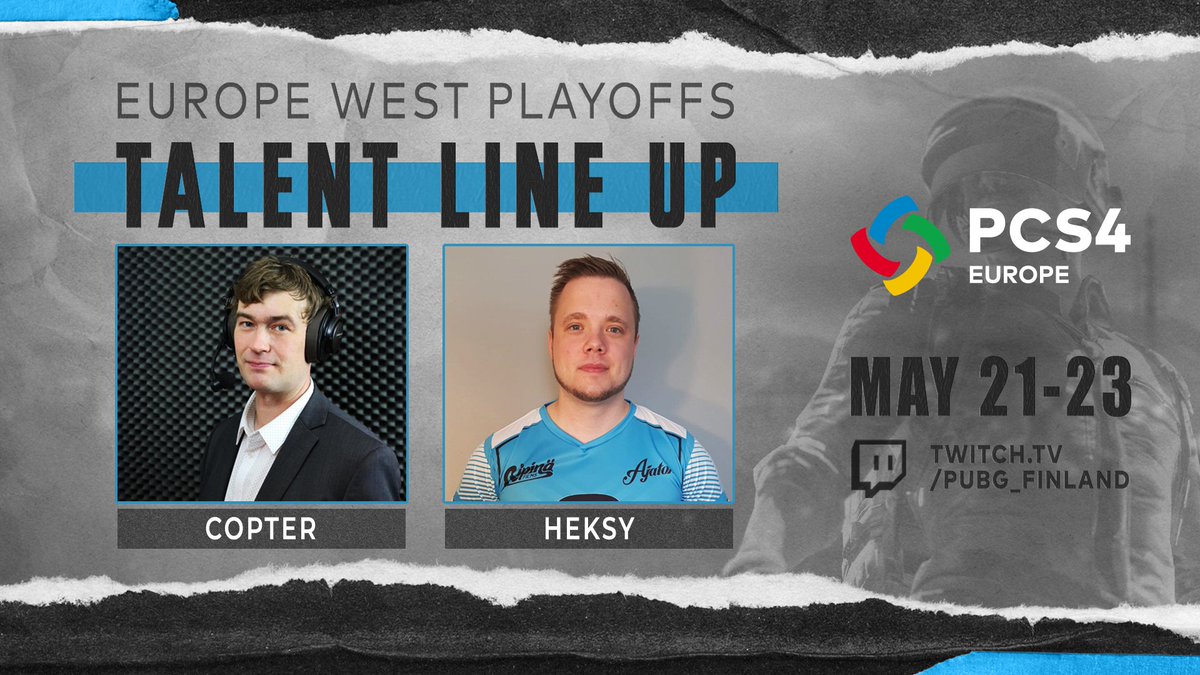 PUBGFinland's tweet photo. 🎮 Finaalipäivä starttaa aivan pian!
🏆 PCS4 EUW Playoff Final
🗺️ 6 karttaa
⏲️ 20:00 EEST ->
📺 https://t.co/lpIydkyDXK
🎙️ @CastByCopter & @HeKsyStream
ℹ️ https://t.co/I5Q1UuMKE4
#esportsfi #pubgfi #PCS4 https://t.co/KihkQJK4wX