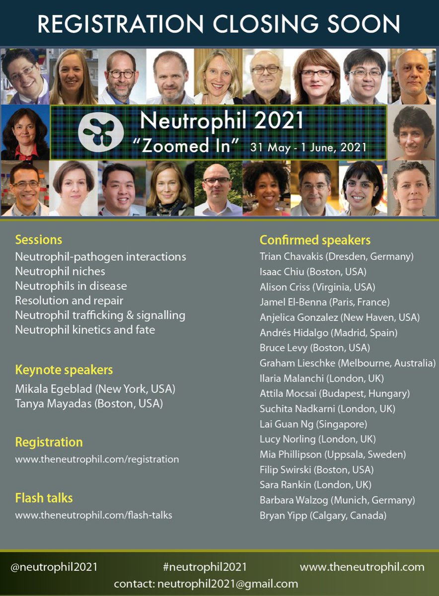 Only 7 days to go until #Neutrophil2021 !! Networking is already open, and we have over 150 flash talks which can be viewed right now. Voting for flash talks ends this Friday.