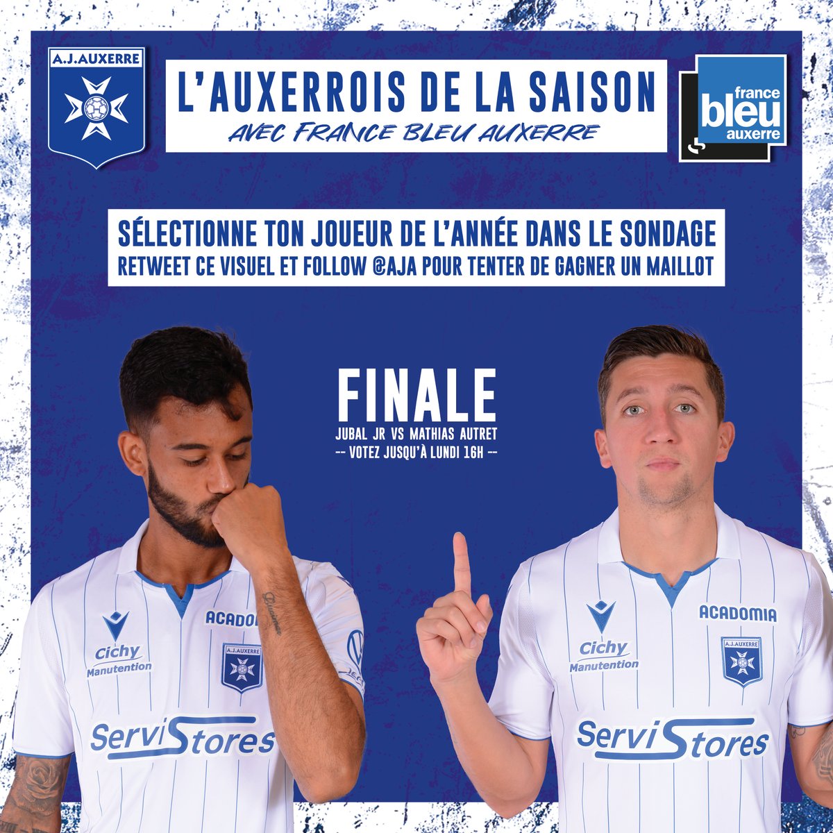 AJA's tweet photo. Un maillot dédicacé par @Jubaljr ou par @Autret11 est à gagner.

Merci à notre partenaire @bleuauxerre pour ce beau 🎁 

☘️ Pour participer : 
RT + Follow @AJA + participe au sondage https://t.co/lWEgeQWHCA