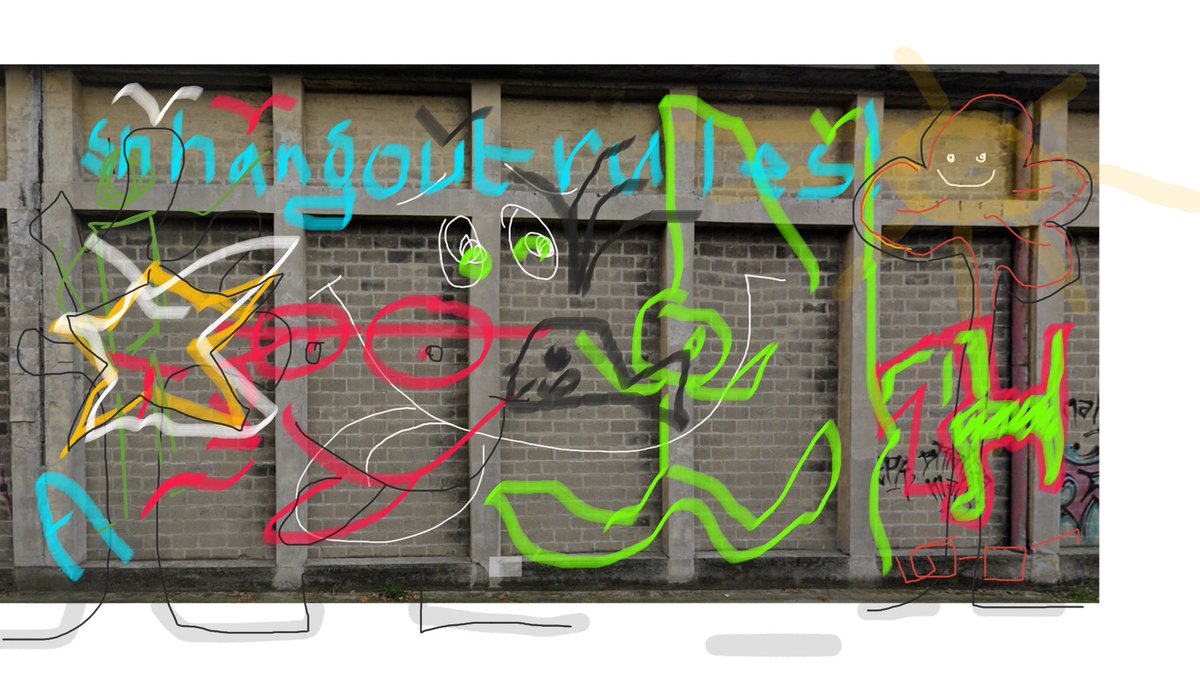 Street Art it’s not just people going around with hoodies and painting alone in the night, it’s also collaboration and sharing spaces and colors. 

At <a href="/SN_Hangout/">Sketchnote Hangout</a> we  did it! Here our walls!