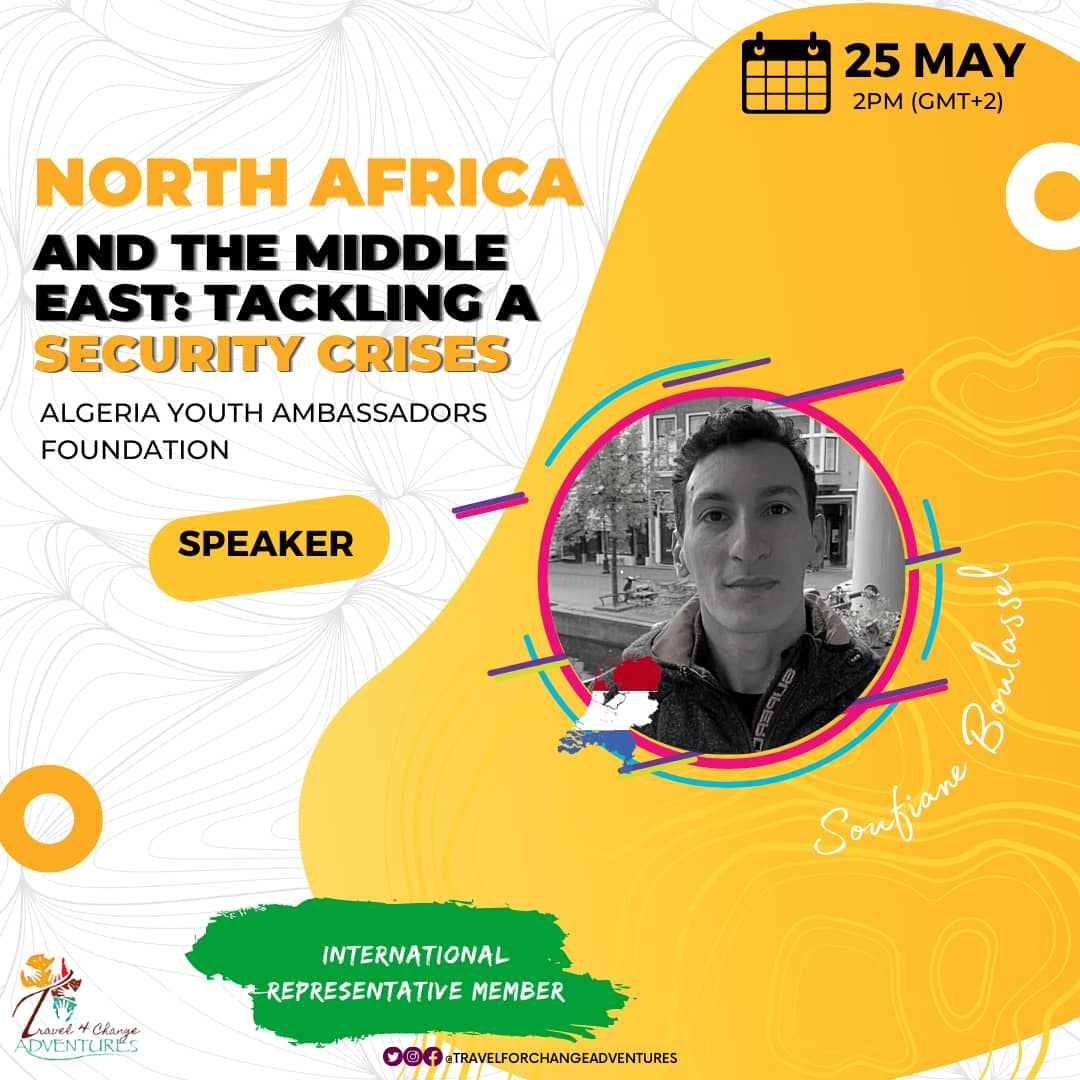 Join us this Tuesday 25th of May | Africa Day 

<a href="/AYA_Ambassadors/">Algeria Youth Ambassadors</a>  🇩🇿  In Partnership with <a href="/Travelforchang_/">Travelforchangeadventures</a>  🇿🇦 , we are. organizing a virtual event 25-26 May to Celebrate the Africa Day under the theme : Building the Africa We Want .