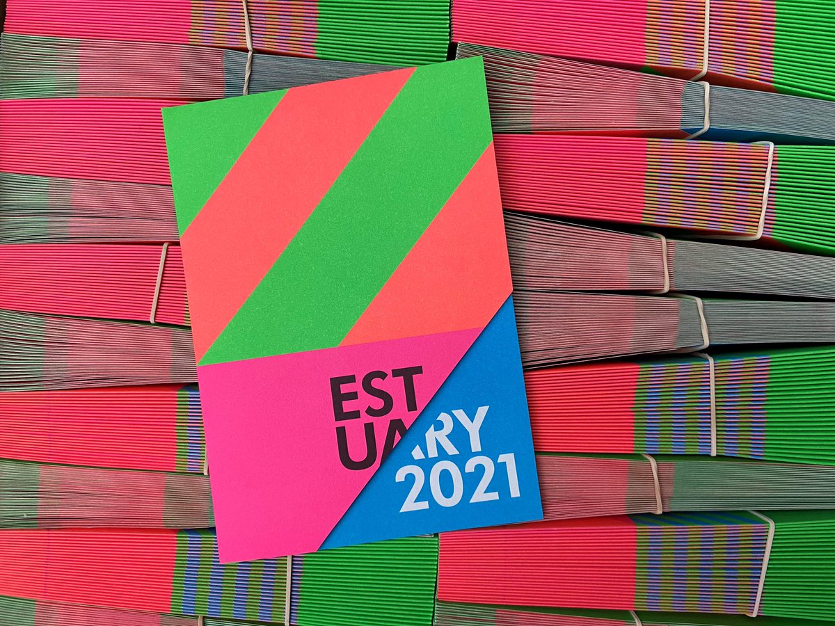estuaryfestival's tweet photo. Have you seen our Estuary 2021 flyers? They were created by @BaxterandBailey to incorporate our visual identity, inspired by the semaphore flags which bring little pops of colour to our much loved #ThamesEstuary. #EstuaryFestival https://t.co/heWeBCvizi