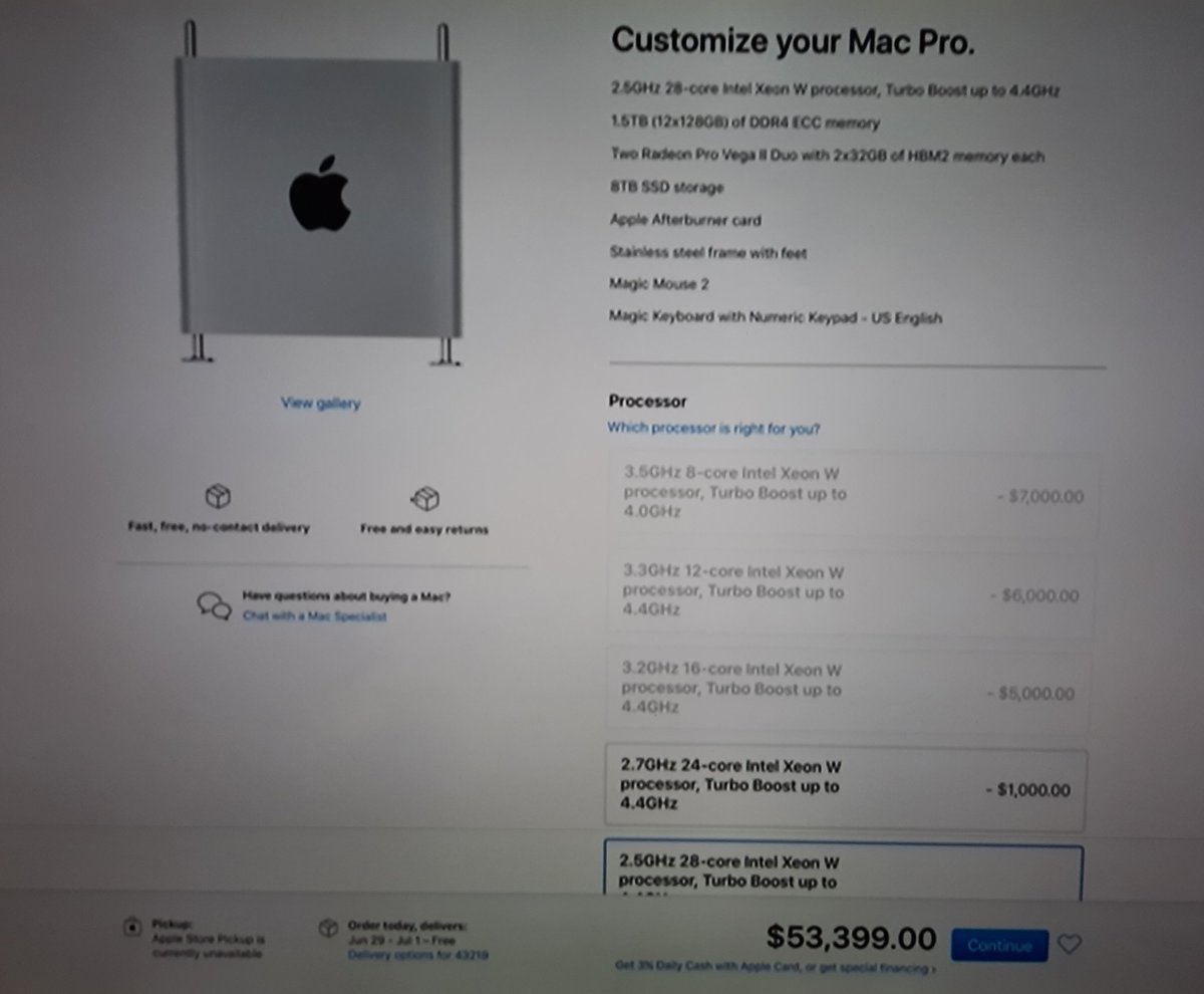 #NW Why Apple is selling $700 wheels.

Just found out there's a $53,399 Mac Pro on sale!

At that price, it had better be the exact same one Thomas Jefferson used to draft the Declaration of Independence AND Claude Monet later used to photoshop 'Garden Path at Giverny' https://t.co/dfQiXPetBV https://t.co/2ytc8PvoRD
