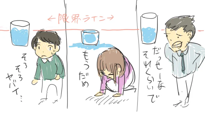 限界のコップって人それぞれ違う気がするな。 