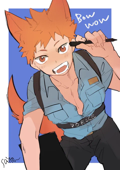 飛走さんの描いたPOLICE日向が可愛いので、
描いちゃいました・・・☺
胸筋・・・💛💙 https://t.co/XB69f47TP7 