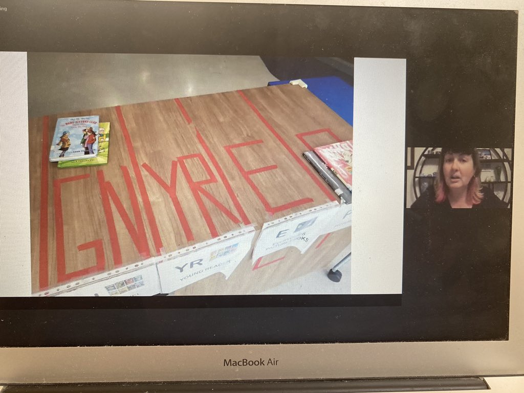 taraethridge's tweet photo. So very inspired by @kimbrap and her sheer joy and enthusiasm about checking in books and student involvement. One of my favorite humans—so lucky to have worked with her. 💕 #libraries2021 https://t.co/VUsqyO5Pof