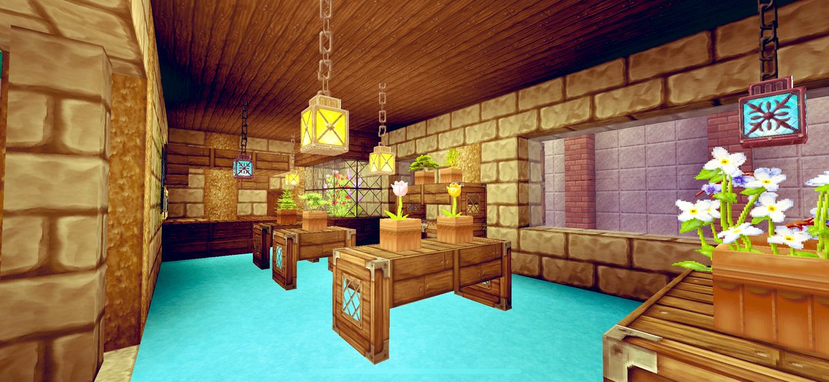 Flareraftie 中世ワールドにお花屋さんがオープン 大切な人に 愛する人に 日頃の感謝を込めて送る花を 世界各地から取り揃えております もし毎日通って仲良くなったら あの神秘の薬草も売ってくれるかも Minecraft マインクラフト マイクラ