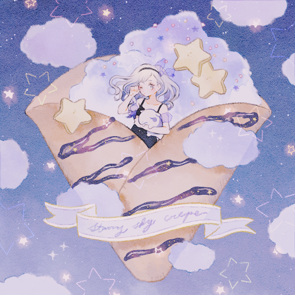 1girl star (symbol) solo cloud long hair hairband sky  illustration images