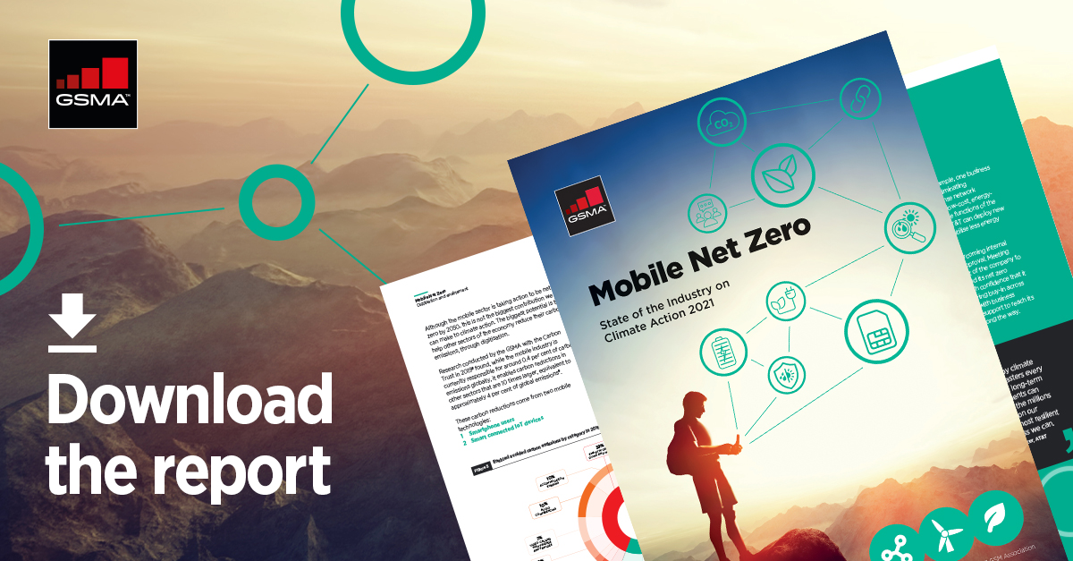 GSMA's tweet photo. New report! The first comprehensive analysis of how the #mobile industry is doing against its ambition #climate target.  

Download now 👉 https://t.co/PYLc6h4Wal #MobileNetZero https://t.co/DofluCkfOC