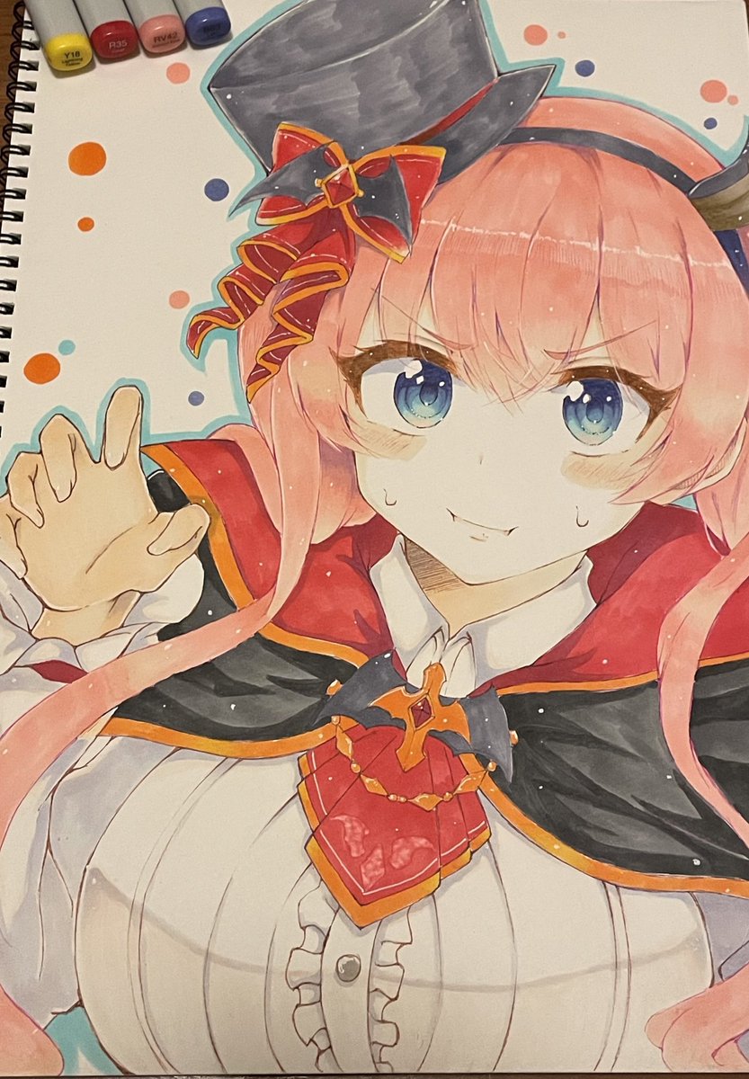 ツムギちゃんびふぉーあふたー 21 05 09 色鉛筆からコピック はるかのイラスト