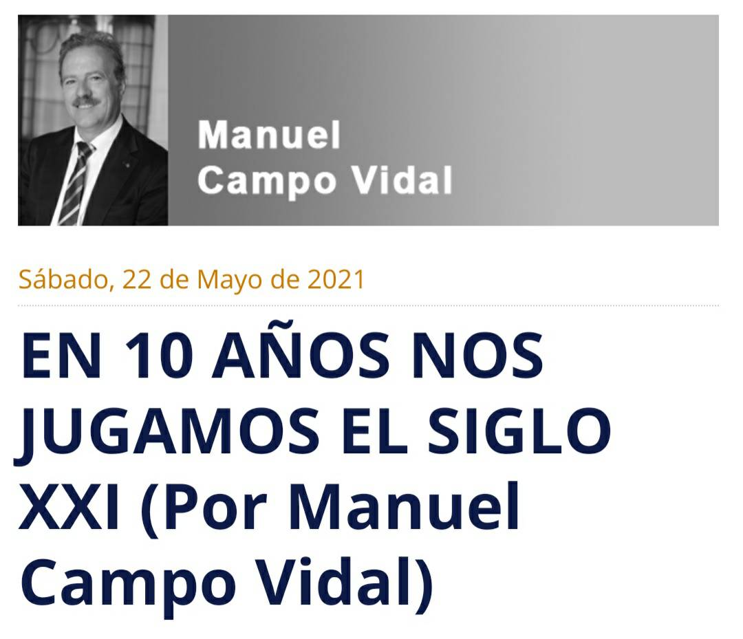 FERLOMFER's tweet photo. Muchas voces avisan, advierten o simplemente están llenas de preocupación y piden más atención, reflexión y responsabilidad por un Futuro de Prosperidad, que a veces parece que no llegue...

EN 10 AÑOS NOS JUGAMOS EL SIGLO XXI (Por Manuel Campo Vidal)

https://t.co/fNgD8XU1Et https://t.co/xvNPeEAuZo
