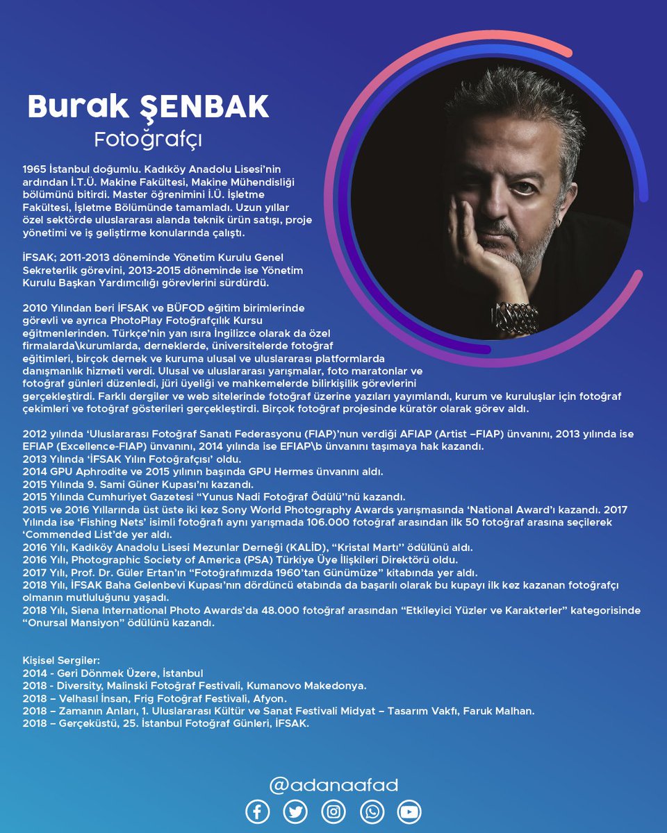 21:00'de başlayacak söyleşimizin bu haftaki konuğu  Sn. Burak ŞENBAK (<a href="/bsenbak/">Burak Şenbak</a>). Manipülasyon ve Kurgu fotoğraf üzerine yapacağımız sohbete bütün fotoğraf severler davetlidir.

Zoom ID: 217 478 5876
Passcode: Afad1979