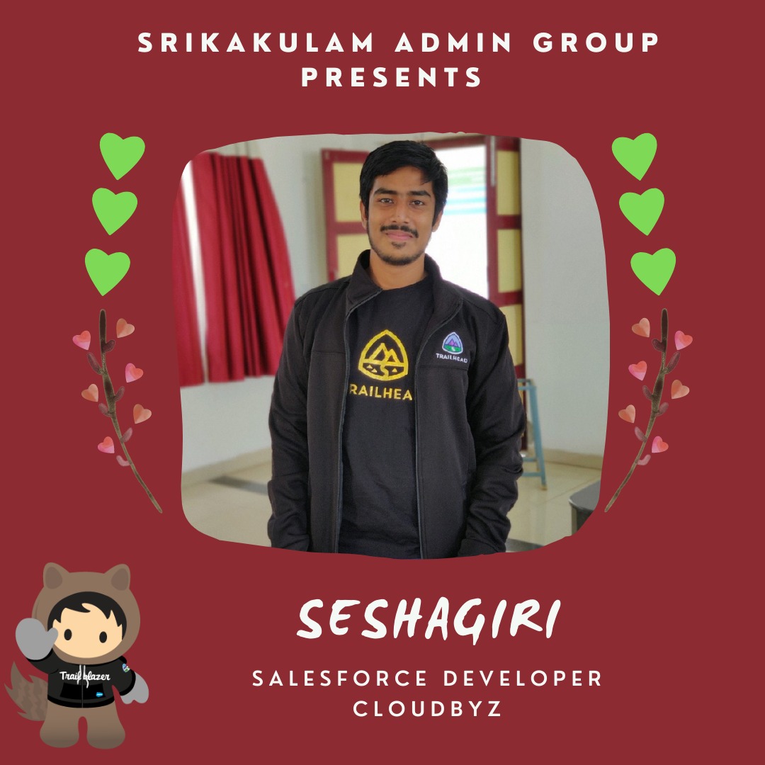 Let's celebrate the anniversary of <a href="/SKLM_AUG/">Salesforce Community Group, Srikakulam</a> on 28th May at 09:00 AM IST.

RSVP link: trailblazercommunitygroups.com/events/details…

Join me along with <a href="/Bhanz19/">Bhanu Dasgupta</a> <a href="/TrailblazerEsha/">Esha #MC²</a> <a href="/APSBVYSHNAV/">Vyshnav Anantapalli</a>
<a href="/Jerin_jacob22/">Jerin Jacob</a> <a href="/Kuldeep02_/">Kuldeep Laharpure</a> <a href="/Shubhangi_sfdc/">Shubhangi Gupta</a> <a href="/Sai_CGLsklm/">Sai Krishna Sastry Kumara</a>  <a href="/LounganiPayal/">Payal #MC²</a>

#TrailblazerCommunity 🙌
#Salesforce❤️