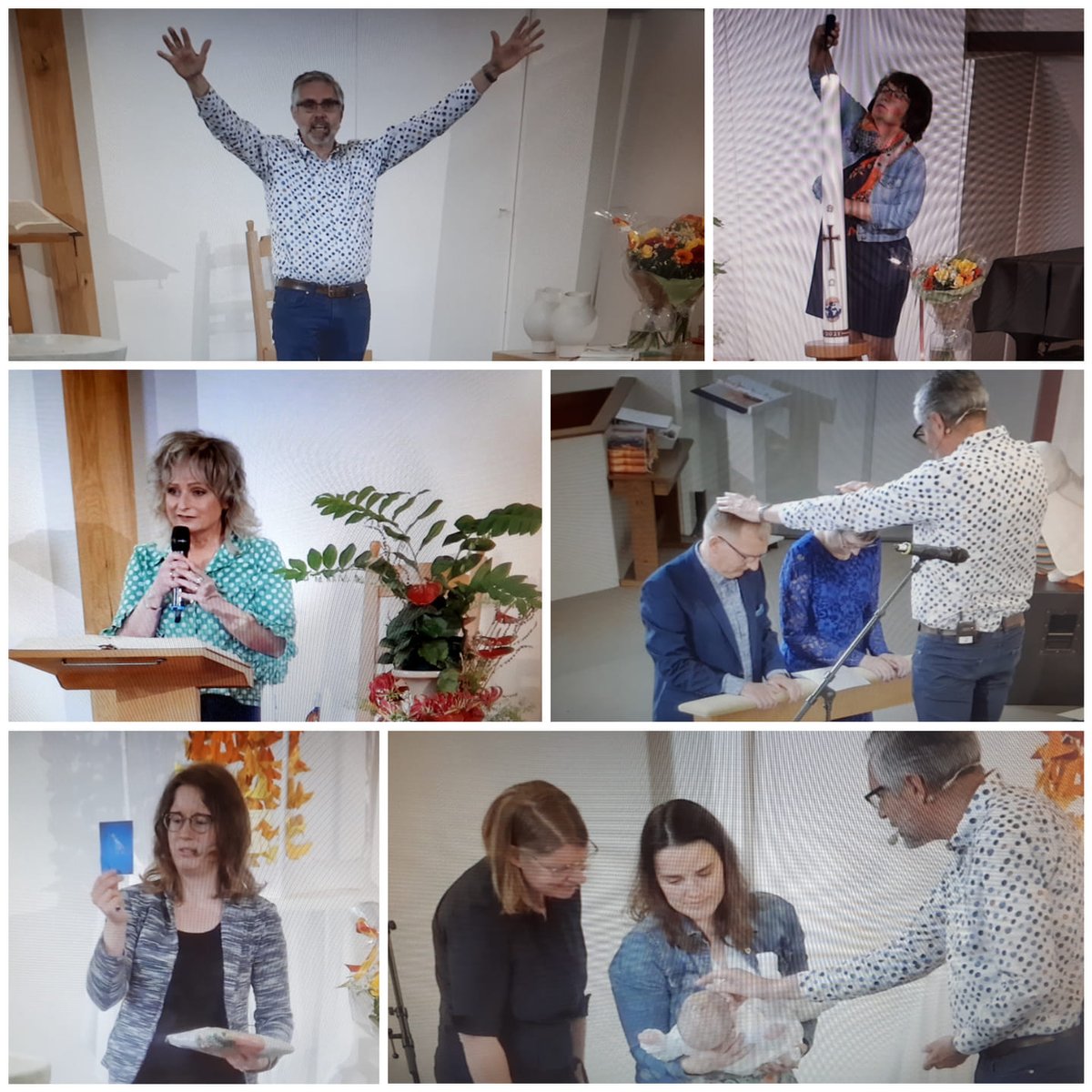 CommentaryNL's tweet photo. Vol overgaven werd Noor gedoopt, de dochter van Marijke en Marinke, de Zegen werd uitgesproken over het huwelijk van Els Menno. De Heilige Geest is een cadeau van God, we mogen het uitpakken en mee aan de gang gaan. Vandaag werd het uitgepakt. @fonteinwerk @GeloveninHwijk https://t.co/4uDMavSCRg