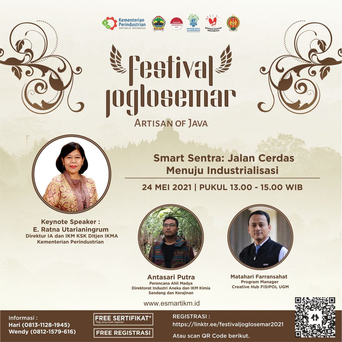 Kemenperin_RI's tweet photo. Selain itu, @DitjenIKMA juga akan mengadakan Webinar rangkaian #FestivalJoglosemar bertema “Smart Sentra: Jalan Cerdas Menuju Industrialisasi,” yg akan diselenggarakan pada hari Senin, 24 Mei 2021 pukul 13.00 WIB.
Yuk daftar segera di: https://t.co/EDatkFSqcb
#ArtisanOfJava https://t.co/5mMnXV8KPI