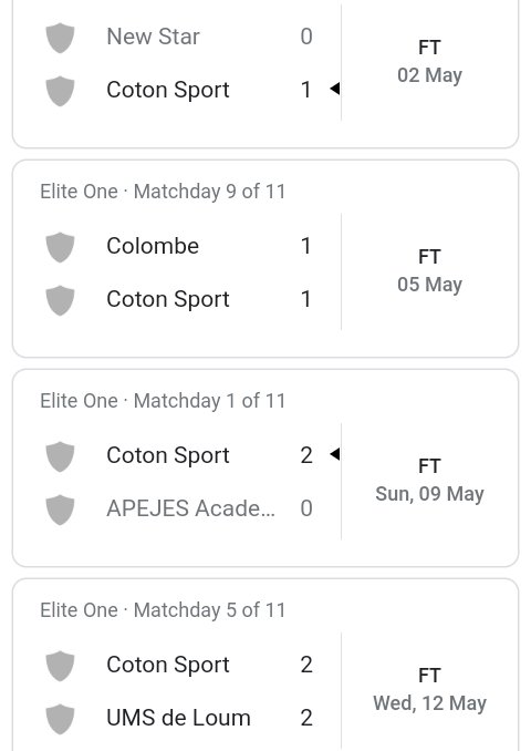 AfricaUnitedFUT's tweet photo. #AUFCAF | #AUFtag ⚽ ⬇️
Africa United Football 👇
Cotonsport de Garoua last 5 results:
#WDWDW
If this was to be calculated in a straight points ONLY system, it would mean
"11 out of 15 with no loss"
#TotalCAFCC #CAFCC
#CAFConfederationCup 🔽 https://t.co/BC7ftjlDqM