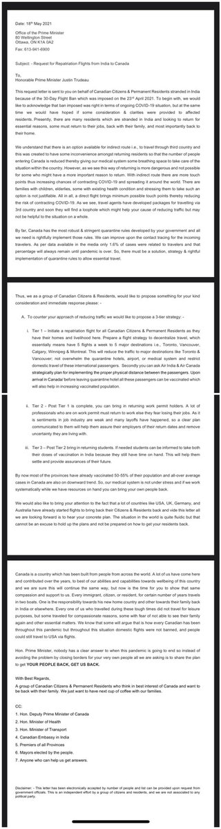 groovy2512's tweet image. An open letter to @JustinTrudeau @PHAC_GC @MarcGarneau  from a group of Canadian Citizen &amp;amp; Residents struck in India. We need clarity on your benchmark levels to allow us back to our homes. Logic of 3rd country route is not understandable when test reports now have QR code’s.