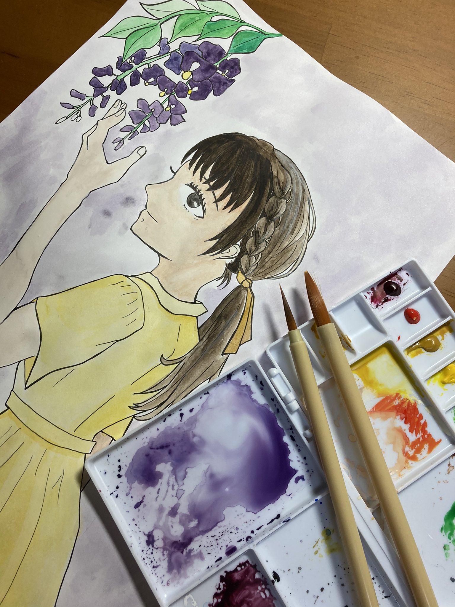 O Xrhsths 海友 うみ Sto Twitter 5月の絵だから慌てて色塗りしました 乾いたらスキャンしよう イラスト好きな人と繋がりたい 水彩画 イラスト練習中 イラスト 絵描きさんと繋がりたい T Co Ku5bmrtmnb Twitter