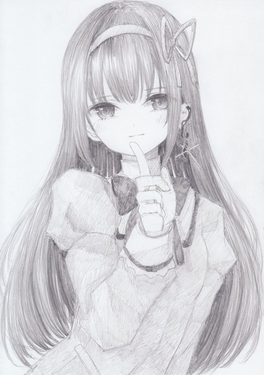 暁美ほむら 「シャーペンで描きました。
魔法少女まどか☆マギカより、暁美ほむらです
#魔法少女」|くろいうさぎのイラスト