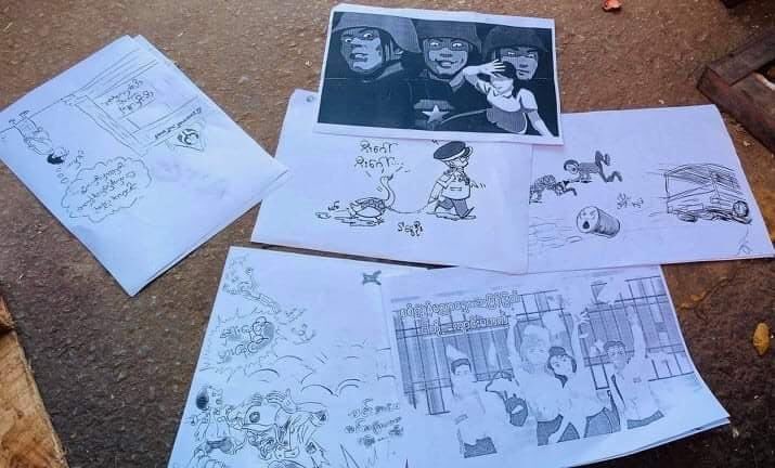 klatpri's tweet photo. Young people in Lashio distributed cartoon leaflets from a market in protest of the military dictatorship this afternoon. #WhatsHappeningInMyanmar #MilkTeaAlliance #May23Coup https://t.co/2Mk23CJfKH