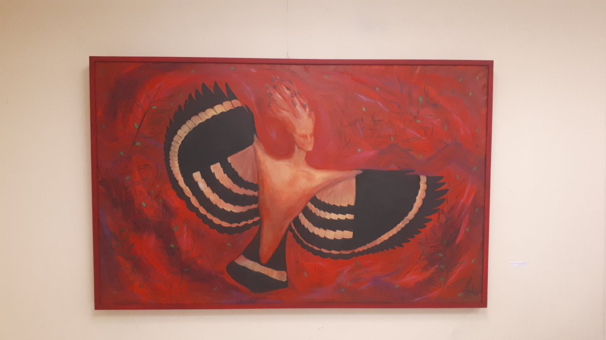excavatedegypt's tweet photo. At the opening of our talented partner @raniaelhelw1 exhibition "Spirits inside/outside frames" fusing ancient Egyptian concepts of journey of the Ba &amp; the Hoopoe's solar spirit with its supernatural &amp; therapeutic powers
📣Watch out for her &amp; Mina Nasr upcoming artwork with us 🤩 https://t.co/9joFvyy11u