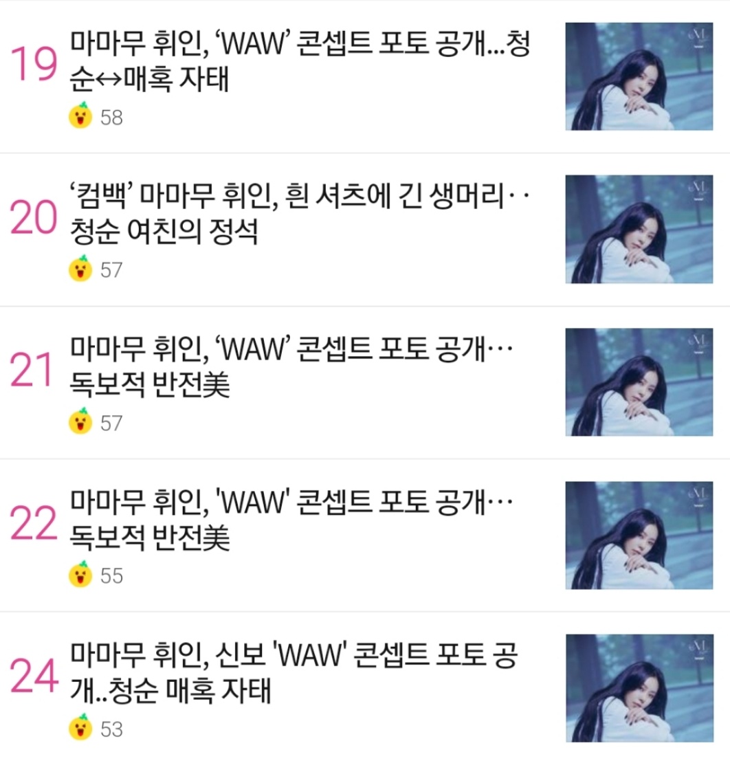 Whee_GlobalWind's tweet photo. [📰] NAVER Trending Articles

Articles about Wheein's 'WAW' concept photos are trending on Naver News Ranking under "Congratulations" ~ Sympathy category as of 9PM KST!🥳

🔸️Please Upvote the Articles:
🔗 https://t.co/JNNoAm54TG

@RBW_MAMAMOO
#WHEEIN #휘인 #MAMAMOO #마마무 https://t.co/xf0pQlsMrq
