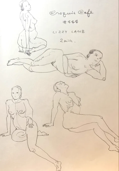 #croquiscafe 
444 Lizzy Lamb
毎日同じような絵を描いて、と思われるかもしれませんが描かないと新しい発見もないんです。 