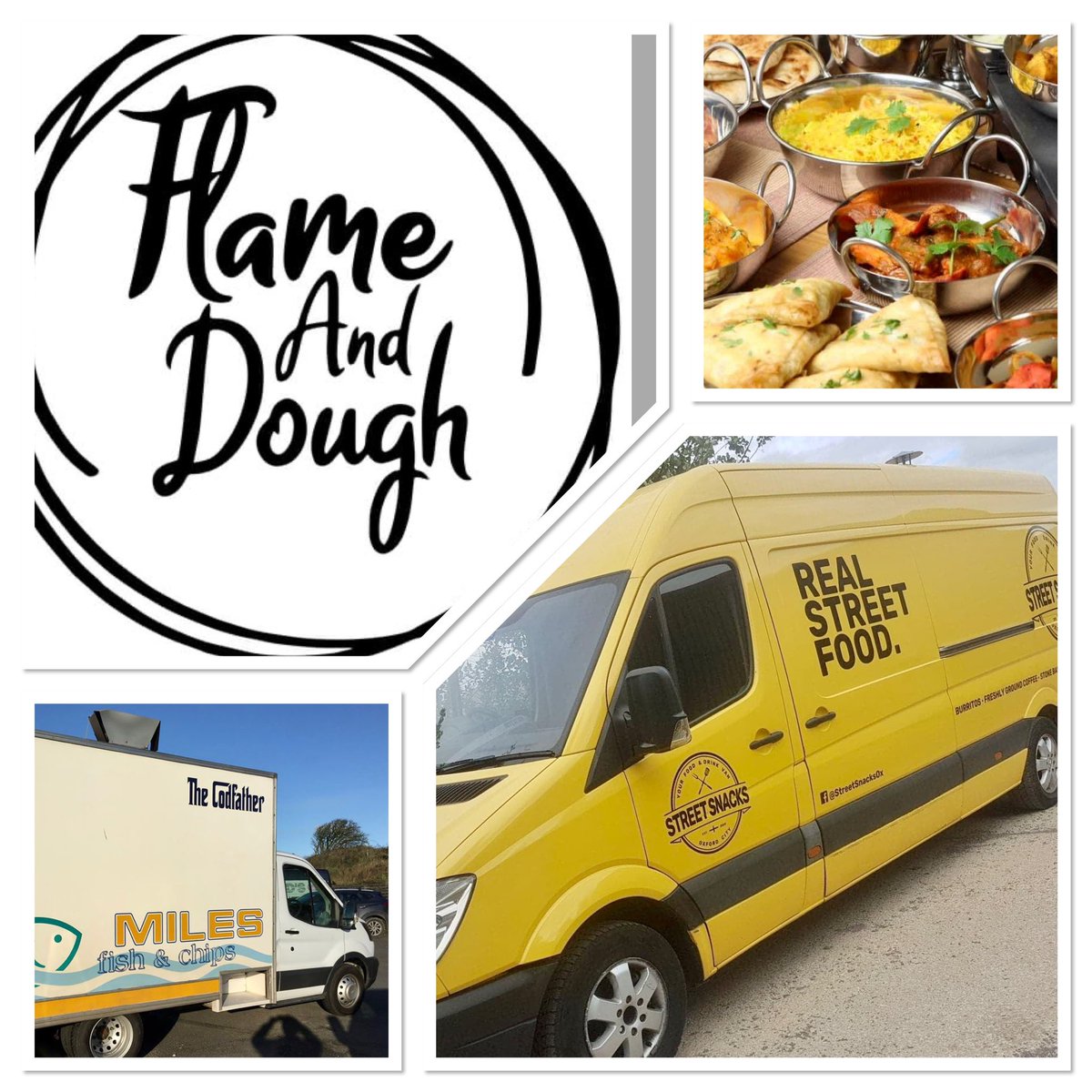 Warcombe Farm Food Van Line Up for Bank Hol Weekend!
Friday 28th May – Flame &amp; Dough Stone Baked Pizza
Saturday 29th – Miles ‘The Codfather’ Fish and Chips
Sunday 30th – Devon Caterers Indian Street Food
Monday 31st – Phil’s Fabulous Yellow Burrito &amp; Mexican Van