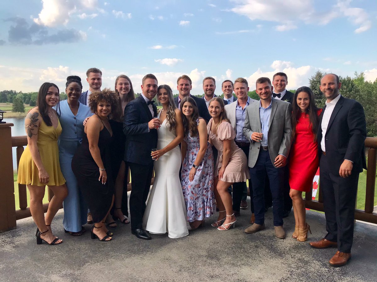 ChasseConque's tweet photo. I had the honor of officiating the wedding for two of our former student-athletes in Michigan this weekend.

Congrats Kayla &amp; Cory Malcom! So proud of you both &amp; thanks for including me in your big day!

So great to see so many of our former players - yesterday was a special day. https://t.co/juSkYmGvGQ