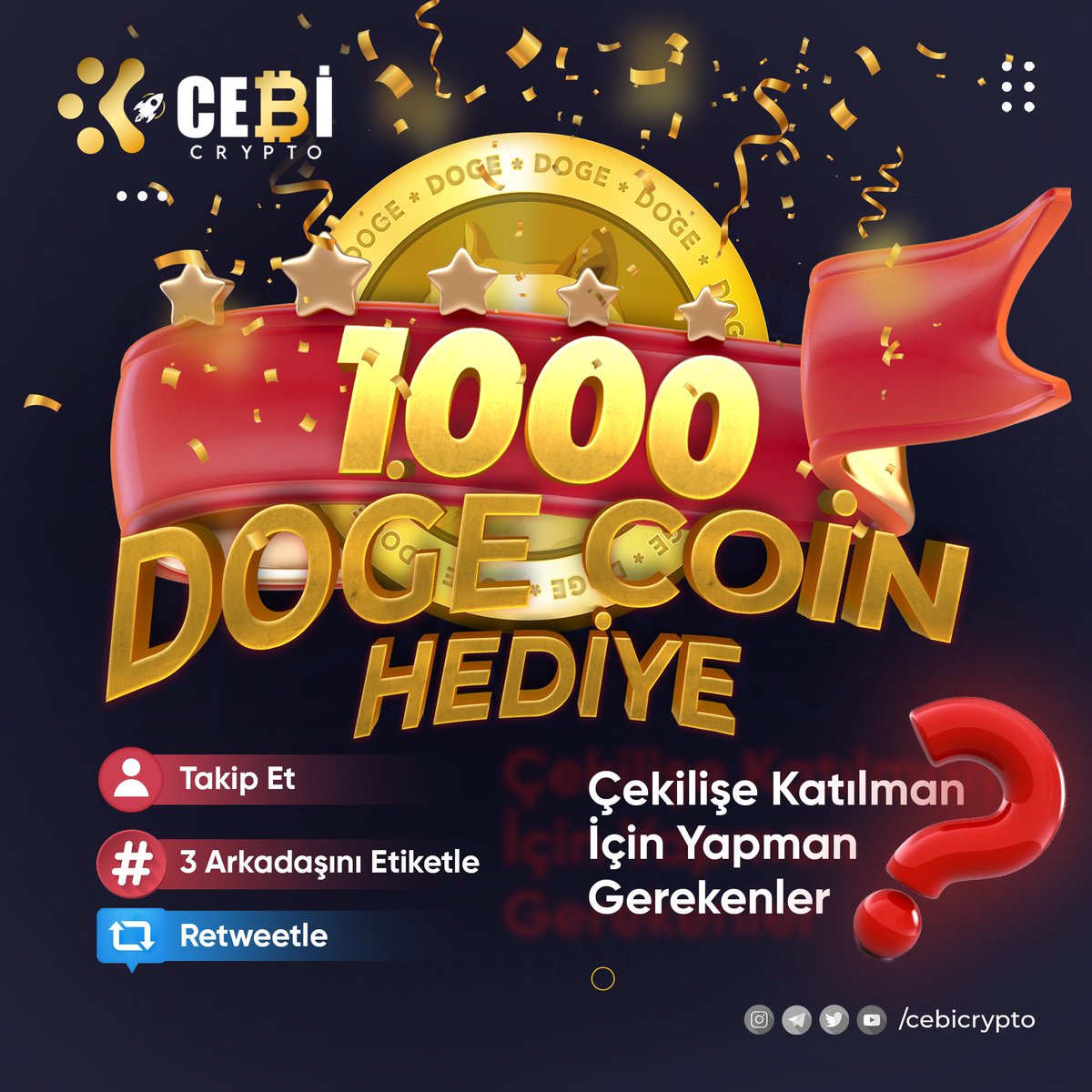 cebicrypto's tweet photo. Twitter Sayfamıza Özel 1.000 Adet DogeCoin Çekilişi Başladı ! 

Çekilişimiz 6 Haziran Pazar Günü Saat 20:00’da sonlanacaktır.

#bitcoin #dogecoin #ETH #ShibaCoin #Binance #Cardano #bnb #xrp #Uniswap #sol #etc #EOS #TRON #neo #SafeMoonCommunity #SAFEMARS #kriptopara #kriptohaber https://t.co/IX7lfmzJyN
