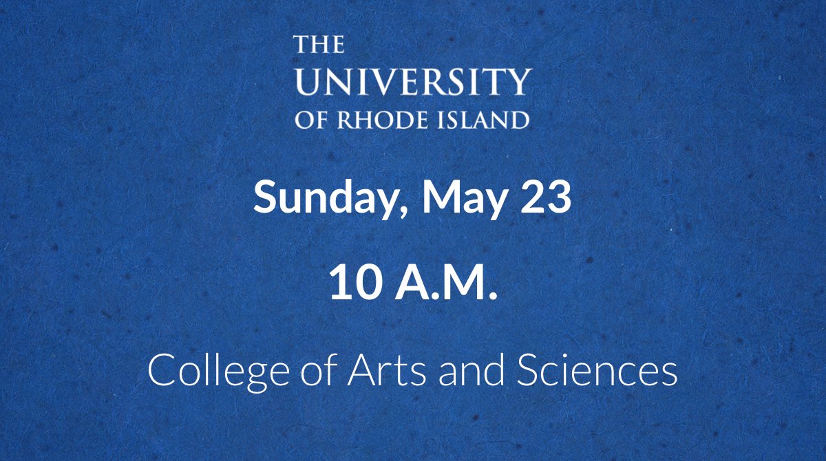 URI (@universityofri) on Twitter photo It’s almost time to celebrate the URI College of Arts and Sciences (<a href="/URI_AS/">URI Arts & Sciences</a>)! Follow the link below to live stream the Commencement ceremony.
➡️: bit.ly/3oJDrAQ It’s almost time to celebrate the URI College of Arts and Sciences (<a href="/URI_AS/">URI Arts & Sciences</a>)! Follow the link below to live stream the Commencement ceremony.
➡️: bit.ly/3oJDrAQ